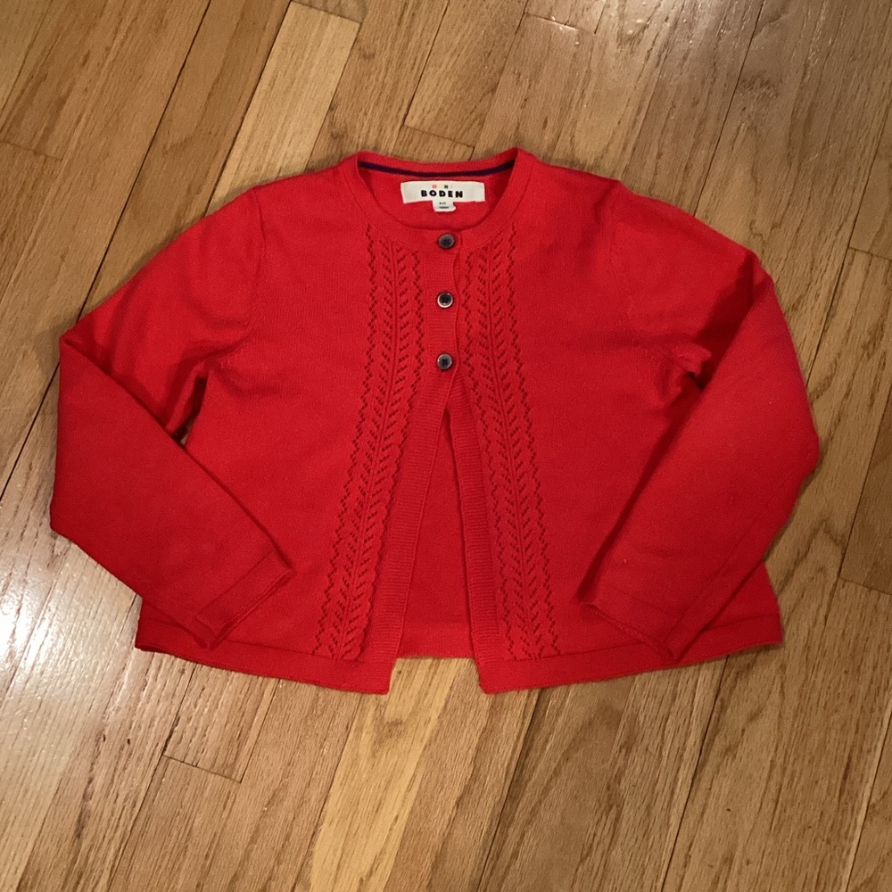 Mini Boden Red Knit Cardigan with Button Front